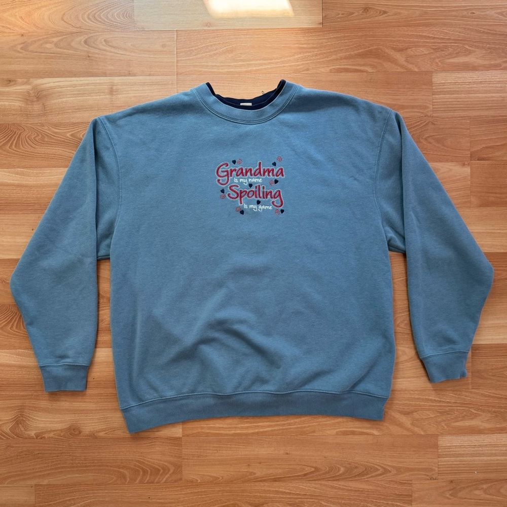 Vintage 90’s Grandma “Spoiling Is My Game” Quote Sweater Cottagecore Size XL Y2K